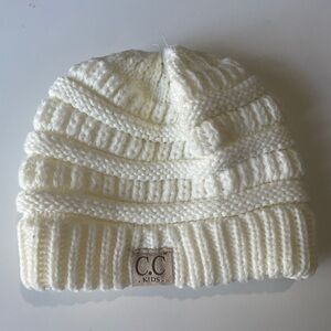 C.C Kids Solid White Knit Beanie Winter Hat Warm.